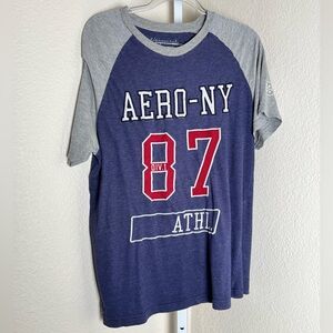 Aeropostale 87 Navy and GrayT-Shirt